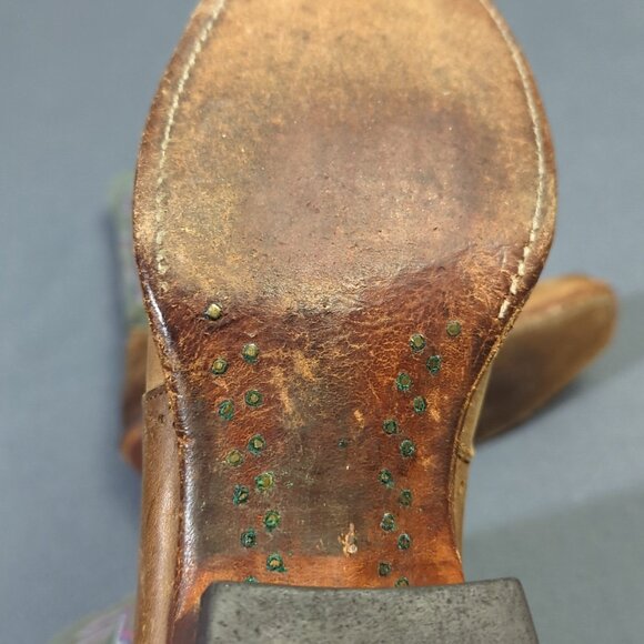 Justin Boots Women's 10B Brown With Green/Pink Uppers Western Heeled L2675 - Picture 6 of 12